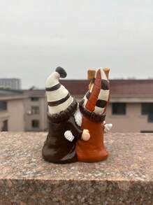 1 pieza Adorno de pareja enanita de café hecho a mano de resina, decoración de temporada para el hogar, ideal para exhibir en bandeja o mesa, apropiado para Navidad, Halloween, Acción de Gracias, Año Nuevo y fiestas en general, un gran regalo - Multicolor - Ver 6