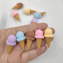 10pcs/Set Cute Resin Ice Cream Pendant Charms - Handmade Floating Charm, Suitable For DIY Keychain And Jewelry Making - Multicolor - View 2