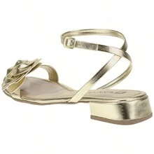 LAZZLU SHOES Women's Flat Flower Sandal With Low Heel - 金色 - 查看 5