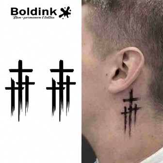 Boldink Non-Permanent Tattoo Technology, Cross Inspired Minimalist & Cool Tattoo Design, Waterproof Long-Lasting Amazing Tattoo Lasts 1-2 Weeks, Natural-Looking Simplistic Temporary Tattoo Stickers, Interesting Tattoo Experience