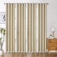 Panouri de perdele negre cu ochiuri, disponibile în opțiuni de 4/2/1 panouri, dimensiuni multiple, țesătură în 3 straturi de înaltă calitate, izolare termică și umbrire solară, potrivite pentru dormitor, sufragerie, sufragerie, bucătărie, dulap, culoare bej