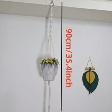 1PC Hand Woven Three-Layer Rope Decorative Plant Mesh Bag, Macrame Plant Hanger, Indoor Hanging Planter Basket Holder With Wood Beads, Decorative Flower Pot Holder With Tassels