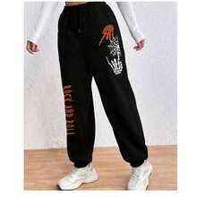 Men's Rock And Roll Style Unisex Cotton Flannel Comfortable Sweatpants - màu đen - Xem 1