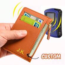 1pc Ví đựng thẻ tín dụng bằng da PU tùy chỉnh cho nam, khắc tên viết tắt, ví mỏng, hộp đựng thẻ tên phụ nữ, quà tặng tự làm, ví và túi xách cho phụ nữ - màu đen - Xem 7