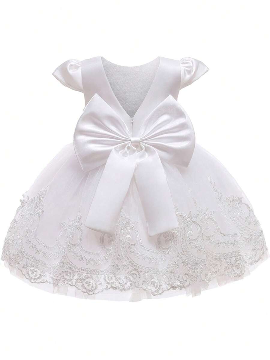 女婴礼服 选美 婚礼 派对 花童 礼服 舞会 洗礼 伴娘礼服 蕾丝礼服 - 白色 - 查看 1