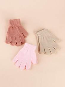 多件装儿童纯色百搭保暖手套，适合男孩和女孩，适合秋冬季日常穿着