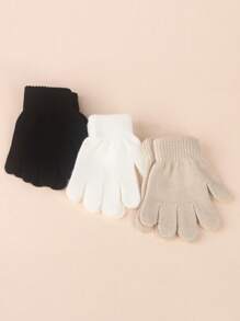 多件装儿童纯色百搭保暖手套，适合男孩和女孩，适合秋冬季日常穿着