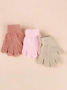 多件装儿童纯色百搭保暖手套，适合男孩和女孩，适合秋冬季日常穿着