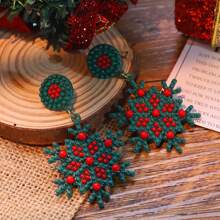 圣诞耳环 奢华亚克力串珠雪花圣诞吊坠耳环 - 雪花 - 查看 7