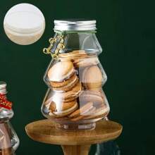 10 件装防碎圣诞树形罐子 - 带翻盖的 PET 糖果、饼干和巧克力容器 - 节日礼物和装饰品的完美选择 - 查看 6