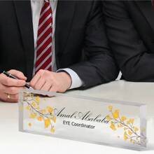 1pc,Personalized Desk Name Plate, Simple, Cute, Artistic Retro,Style,Custom Acrylic Glass Name Plates For Desks, Office Desk Decor Nameplate, Desk Accessories, Teacher Boss Coworkers Employee Appreciation Gift (Engraved Flower 1),Custom Gifts, Decor Birthday Graduation