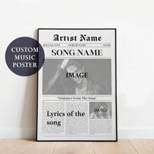 Custom Music Print Hanging Canvas Poster Newspaper Type Setting, Custom Song Lyric Poster, Personalized Gift For Music Lovers,Frameless Canvas Poster Gifts Birthday Graduation,Festive Calendar - Style 1 - View 1