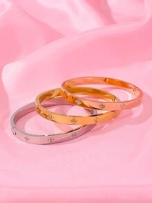 1 件优雅女士水晶装饰四叶花手镯，可调节手链，适合派对、活动、日常佩戴的多功能礼物 - 四葉花 - 查看 3