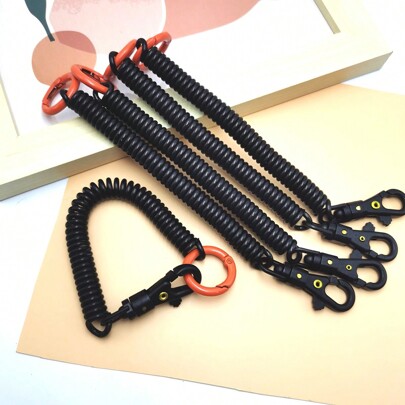 1pc Multicolor Retractable Telephone Cord Plastic Spring Keychain Coil Stretch Coin Keyring Elastic EVA Key Chain School Bag Accessories Lanyards With Id Holder Car Accessories Bag Charms