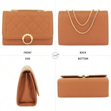 Small Shoulder Bags For Women With Golden Chain Strap Quilted Designer Handbags For Women Cute Crosssbody Purses For Women Clutch Purses For Women Womens Purses For Shopping,Date,Office,Gifts,Party - 棕色 - 查看 2