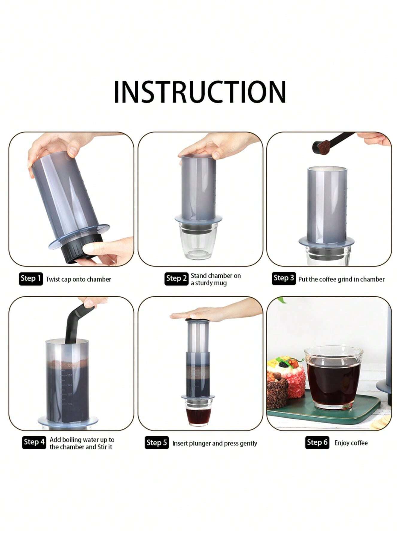 iCafilas Espresso Coffee Maker Portable Cafe French Press Cafe Coffee