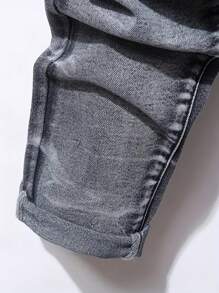 Distressed Elastic Denim Jeans For Teenagers, Fashion Style - Dark Grey - View 4