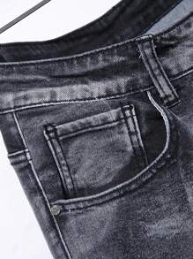 Distressed Elastic Denim Jeans For Teenagers, Fashion Style - Dark Grey - View 3