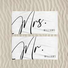 1PC Mr. And Mrs. Customized Beach Towels, Personalized Beach Towels, Customized High Absorbent Bath Towels, Wedding Gifts, Groom Gifts, Honeymoon, Single Travel, Bridal Gifts, Multi-Functional, Reusable, Easy To Clean, Anti-Mold, Breathable, Exquisite, Cute, Fashionable, Adorable, High-Quality, Soft, Custom, Unique, Personalized, Ideal Gifts For Him, Ideal Gifts For Friends, Kitchen, Dining Room, Bedroom, Office, Living Room, Home, Tea Room, For Anniversaries, For Graduation, For Weddings Summer Holiday Bathroom Decor Beach Essentials - Multicolor - View 11