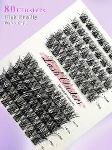 ENCHUW 80 簇睫毛簇单根睫毛 CC 卷曲自然外观纤细单根假睫毛睫毛延长 DIY 在家 - 黑色 - 查看 5