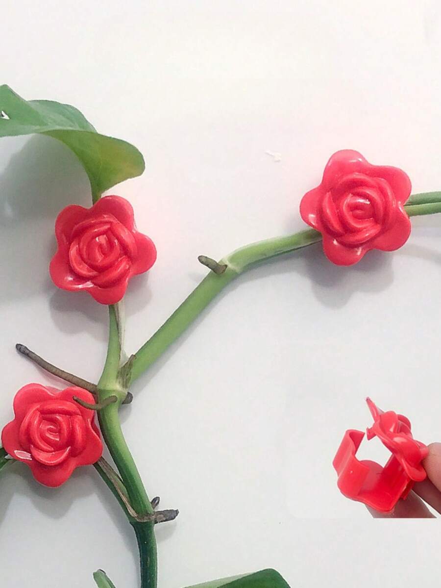 10pcs Flower Shaped Green Vine Clips, GlueFree WallMounted Artificial