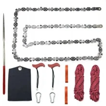 53 Inch 68 Teeth Rope Saw High Reach Tree Limb Hand Rope Chain Saw Foldable - Red - View 2