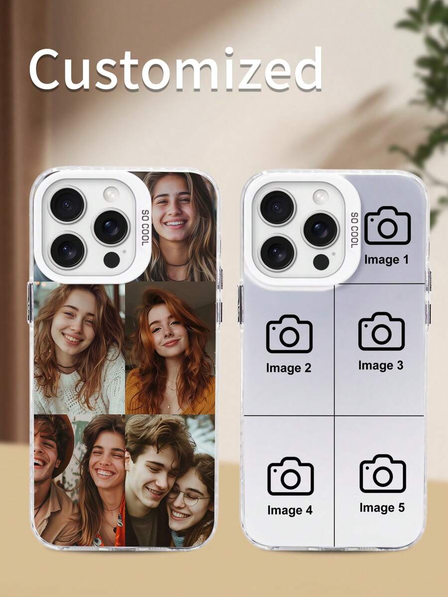 1 件定制照片拼图手机壳，适用于 16 Pro Max/16 Plus/16 Pro/17 Pro Max/17 Pro/17/17 Air，婚礼定制图像，送给情侣、朋友、家人、毕业典礼的礼物，定制手机壳，轻松舒适