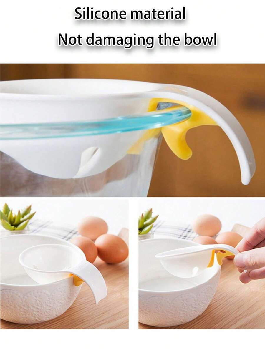 1pc White Egg Yolk White Separator, Silicone Clip To Free Hands And