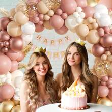 136-Piece Bohemian Balloon Arched Garland Set, Powder Blusher Gray Pink Ivory White Rose Gold Balloons Suitable For Shower, Bridesmaid Gift, Wedding, Engagement, Single Ladies, Birthday Party Decoration Aluminum Foil Paper Sequin Balloon - Multicolor - View 7