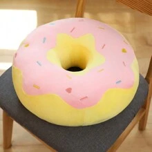 Cojín redondo de 14 pulgadas con forma de rosquilla rosa, cojín decorativo de impresión digital 3D, suave y cómodo, accesorio divertido con forma de comida, ligero y acolchado para sofá, silla, piso