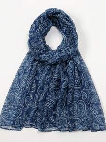 1pc Paisley Pattern Casual Elegant Street Chic Lightweight Business Party Polyester Chiffon Floral Print Scarf, Suitable For Spring, Summer, Autumn And Winter, Nature Green Floral