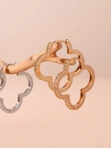1 par de aros de aro decorados con flor de circonia y trébol de cuatro hojas, regalo de Navidad y Halloween para amigos