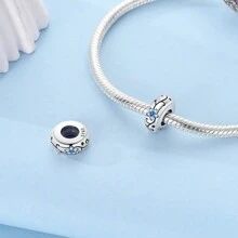 1pc 925 Sterling Silver Beads Rainbow Colored Zirconia Love Shaped Silicone Stopper Starry Sky Charms Beads Fit DIY Bracelets Positioning Bead Fine Jewelry Accessories Valentines