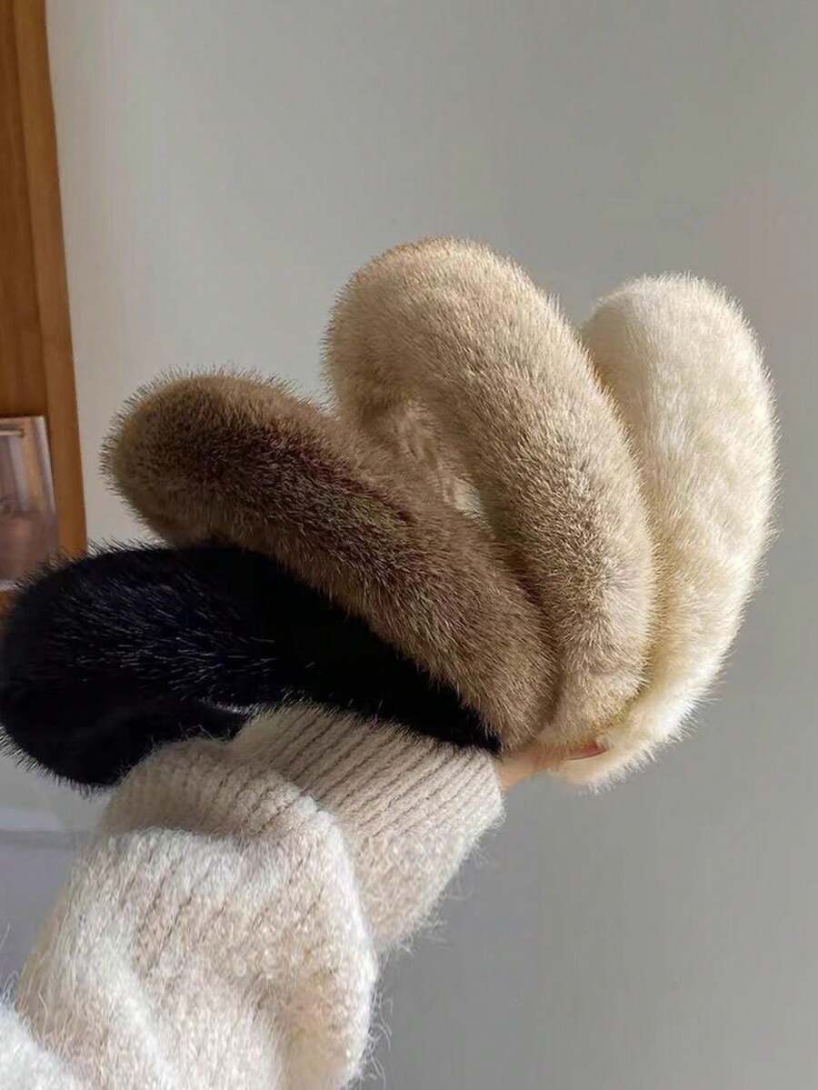 1 件纯色休闲涤纶头带，秋冬 - 白色 - 查看 1