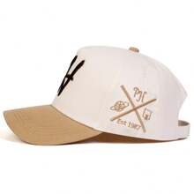 1Piece Men Letter H Side Geometric Patterns Embroidered Baseball Cap Outdoor Adjustable Sunscreen Leisure Hat Spring Autumn Travel Tourism Beach Vacation - 卡其色 - 查看 3