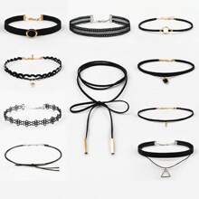 Set de 10 collares gargantilla de encaje con estilo minimalista gótico, europeo y americano, collares cortos para damas