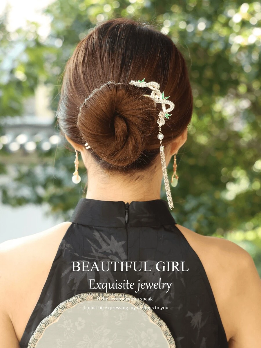 Kẹp tóc Su phong cách cổ điển mới, Kẹp tóc rắn phong cách Trung Quốc mới, Phụ kiện tóc hình đĩa, Kẹp tóc Qipao Hanfu tuyệt đẹp, Đồ đội đầu - Nhiều màu - Xem 1