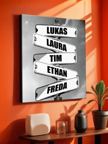 1 pieza Cartel de calle personalizado de la familia en lienzo, arte de pared de señal de calle personalizada con varios nombres, arte de pared de lienzo de carteles y impresiones creativos de señal de calle, pintura de lienzo personalizada con nombres de miembros de la familia para sala de estar, para el Día de San Valentín, para el Día de la Madre, para cumpleaños, para el Día del Niño, para el Día del Padre, para graduación, para bodas, para inauguración de la casa, comedor, sala de estar, dormitorio, oficina, salón de té, hogar, Día de San Valentín, decoración del Día de San Valentín, regalos, Vida lenta del verano
