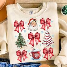 1/2/3 Giáng sinh vui vẻ & Năm mới hạnh phúc - Miếng dán chuyển nhiệt hình ông già Noel nơ đỏ, miếng dán vinyl 10 inch cho áo phông, áo hoodie, túi xách và đồ trang trí bằng vải - Nhiều màu - Xem 4