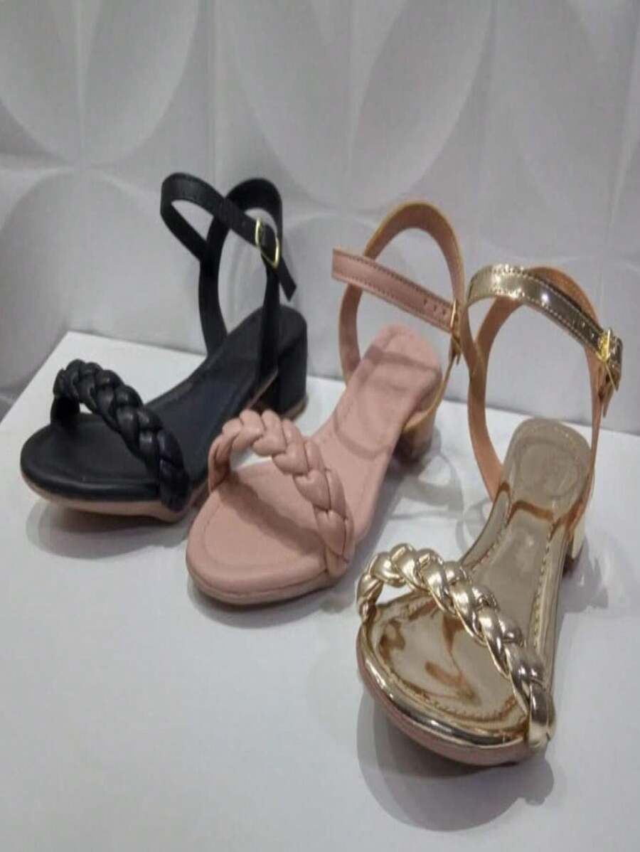 Women's Luxury Braided Heeled Sandals - 銀色 - 查看 1