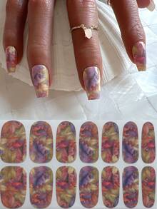 1 件枫叶系列感恩节美甲贴纸，附指甲锉 - 易于使用 - 彩色 - 查看 4