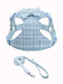 Plaid Bow Decor Pet Chest Strap For Girl, Daily Use
