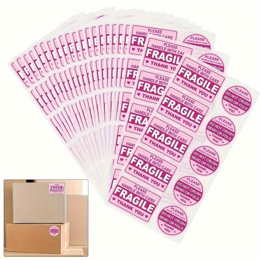 100 Pieces Fragile Handle With Care Stickers Do Not Crush, Fold Or