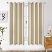 Panouri de perdele negre cu ochiuri, disponibile în opțiuni de 4/2/1 panouri, dimensiuni multiple, țesătură în 3 straturi de înaltă calitate, izolare termică și umbrire solară, potrivite pentru dormitor, sufragerie, sufragerie, bucătărie, dulap, culoare bej