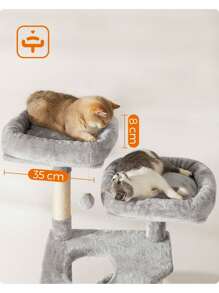 Árbol de Gatos, Torre para Gatos, 142 cm, Gris Claro - Gris Claro - Ver 2