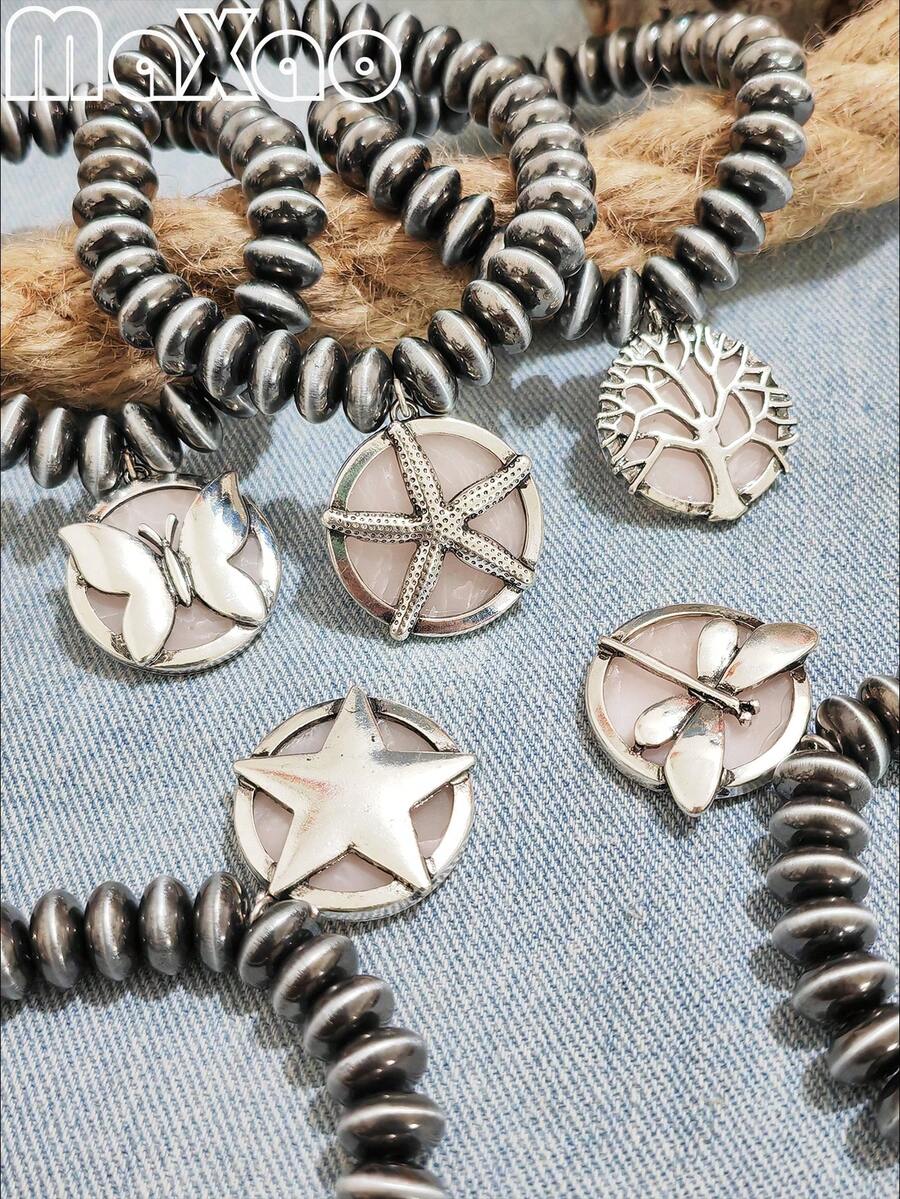 Mặt dây chuyền cổ điển khảm ngọc trai Navajo, hạt ngọc bích hồng đánh bóng thủ công, độc đáo, thích hợp để đeo dự tiệc - Màu Hồng baby - Xem 1