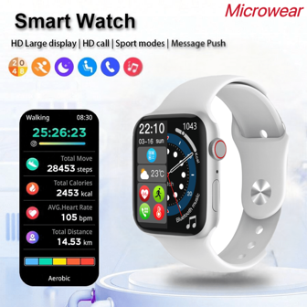 Microwear Smart Watches For Men Women, Fitness Tracker With Heart Rate Monitor, Blood Oxygen, Sleep Tracking, 2.07 Inch Touchscreen Smartwatch For Android IOS Swimming Pedometer Step Calories Tracker Long Battery Endurance Smartwarch,Silver