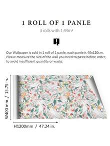 1 件 40x120cm/15.75x47.24 英寸活泼可爱小动物图案乙烯基壁纸 - 耐用、防水、自粘式即撕即贴壁纸，DIY 墙贴适用于客厅、卧室、厨房、楼梯、家居装饰 - 彩色 - 查看 2