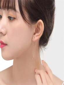 1 对时尚独特蛇骨流苏耳环，别致的玫瑰金耳环 - 金色 - 查看 2