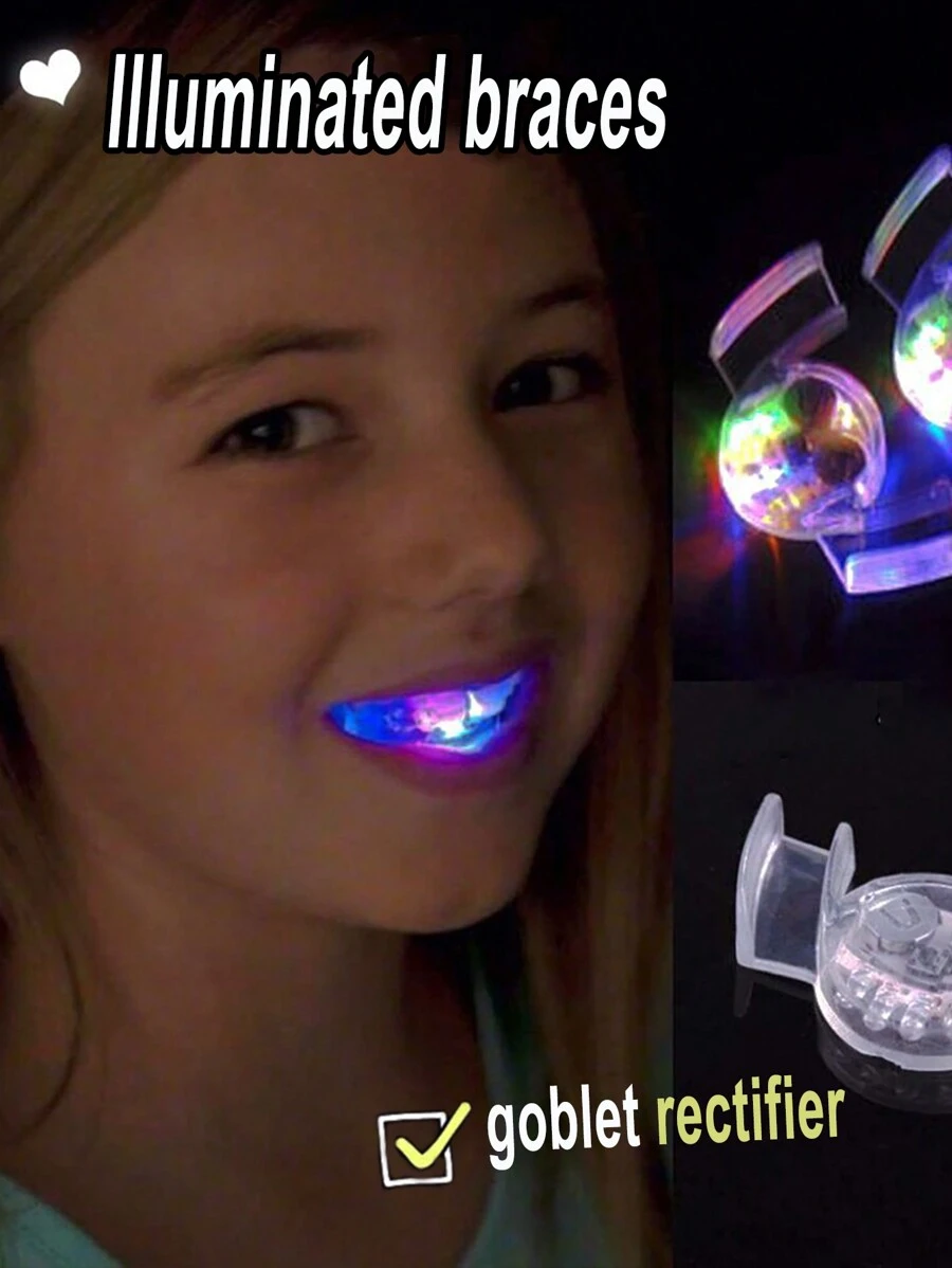 1 PIEZA/2 PIEZAS/4 PIEZAS/6 PIEZAS Protector bucal luminoso con luces LED, accesorio para fiestas, atracción para fiestas, accesorio brillante en la oscuridad, suministros de fiesta de Navidad, regalo - Multicolor - Ver 1